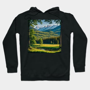 Summer sun shining down over a forest Hoodie